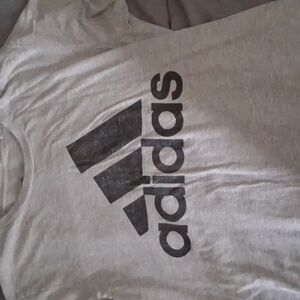 Adidas Men's Light Gray Tee with Black Logo